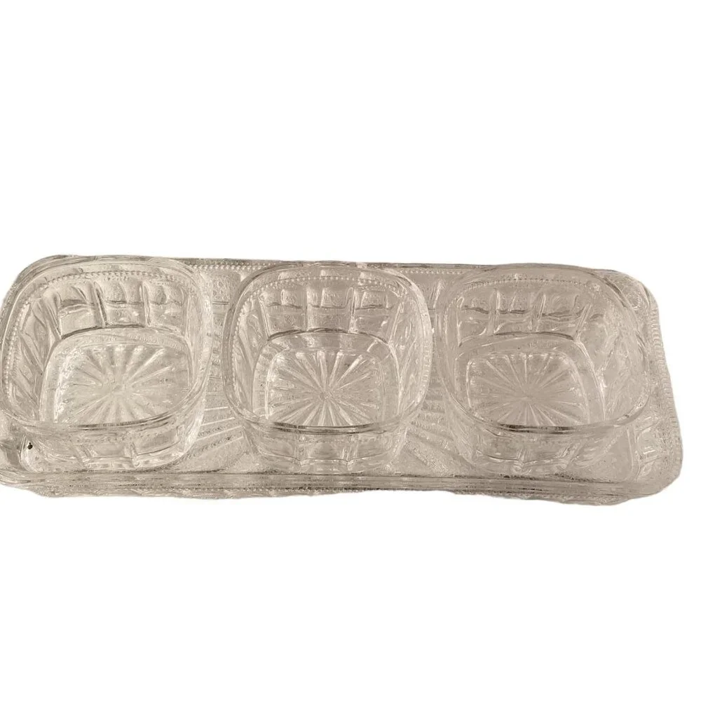 Crystal Relish Server 4-piece Server Serving Bowls Tray Set‎